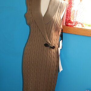 New Calvin Klein Shawl Neck Sleeves Sweater Dress XL